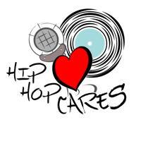 a heart with the words hip hop cares on it